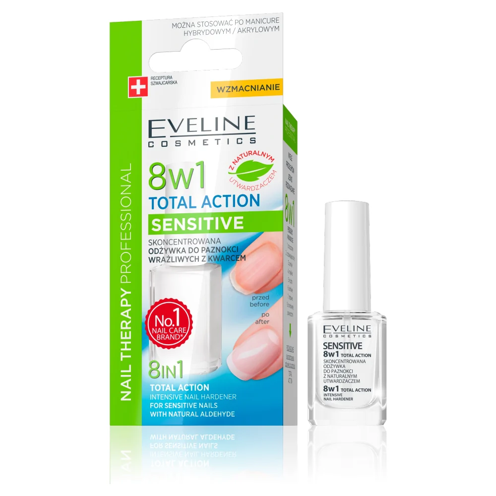 Nail Therapy Professional 8in1 Sensitive Total Action wzmacniająca odżywka do paznokci 12ml - Image 2