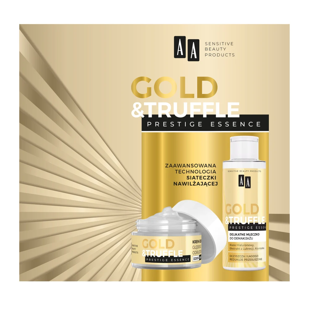 Gold & Truffles Prestige Essence 65+ zestaw głęboko odbudowujący krem-esencja 50ml + delikatne mleczko do demakijażu 150ml - Image 3