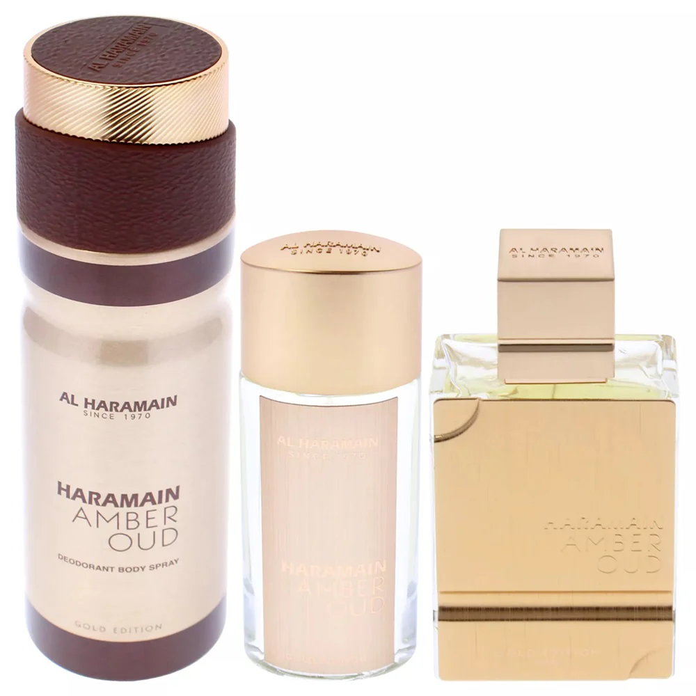 Amber Oud Gold Edition zestaw woda perfumowana spray 75ml + woda perfumowana spray 30ml + dezodorant spray 200ml - Image 4