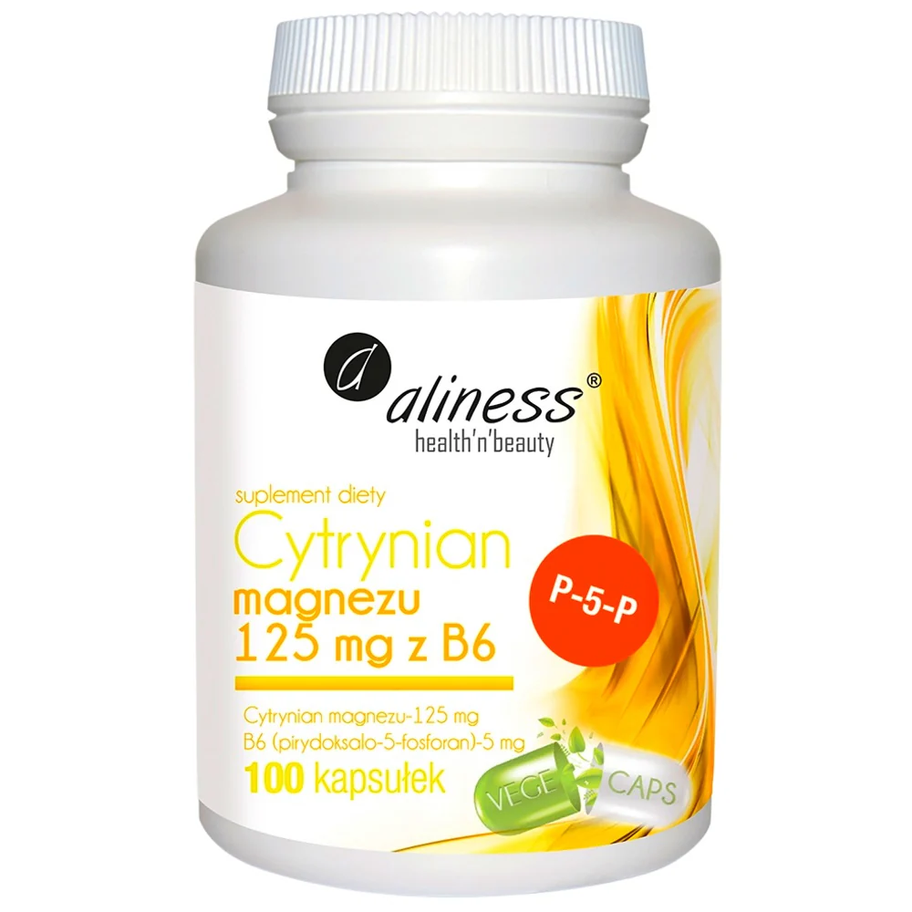 Cytrynian Magnezu 125mg z B6 suplement diety 100 kapsułek