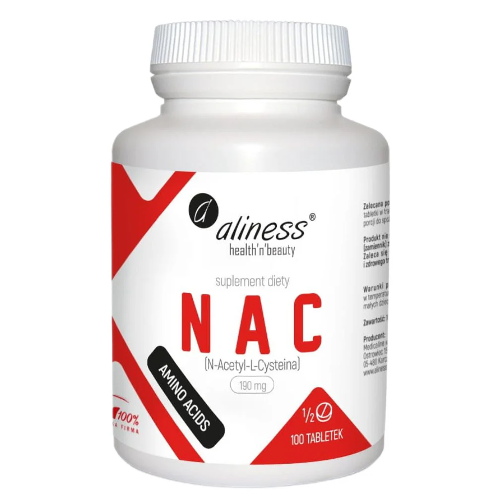 NAC N-Acetyl-L-Cysteine 190mg suplement diety 100 tabletek