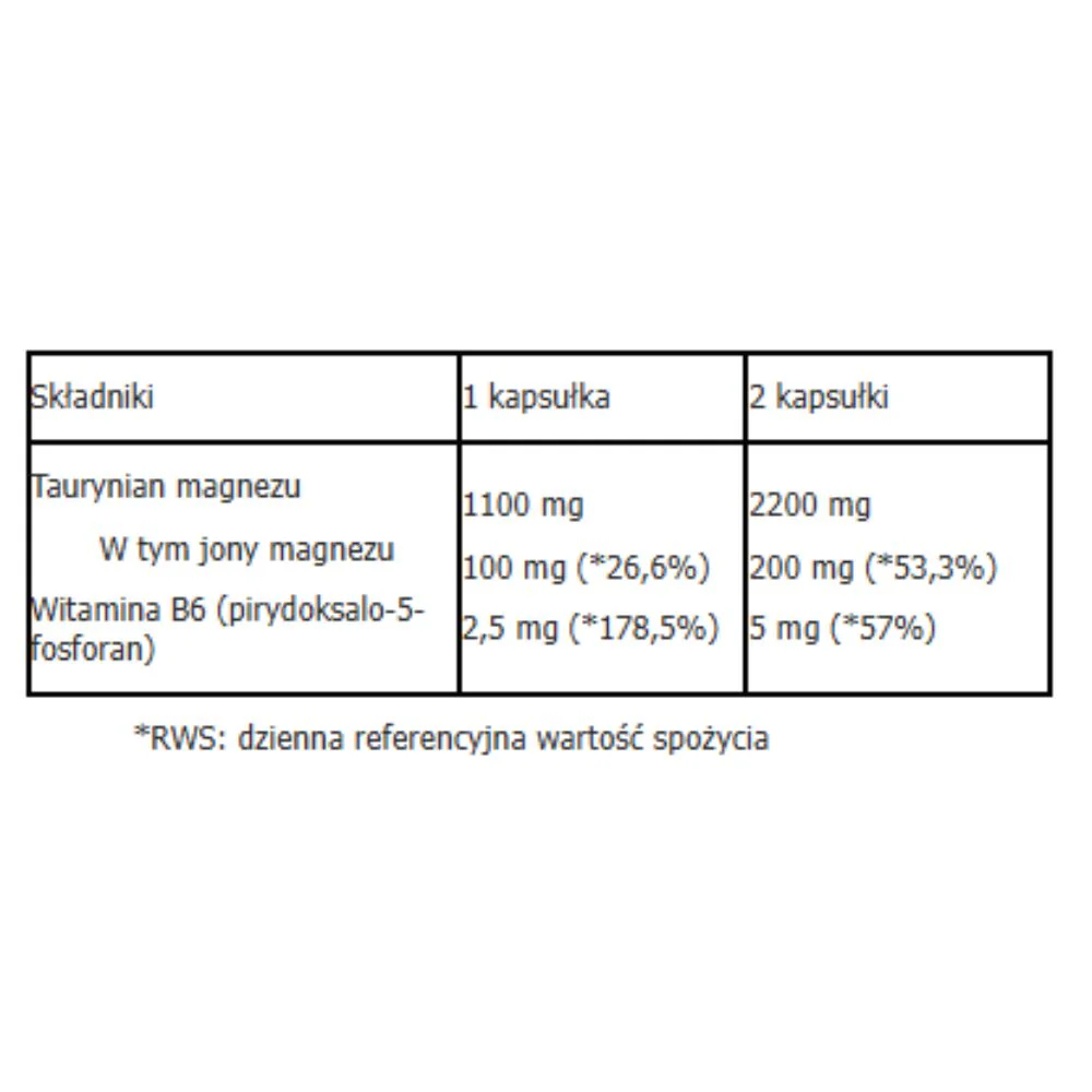 Taurynian Magnezu 100mg z B6 suplement diety 100 kapsułek - Image 2