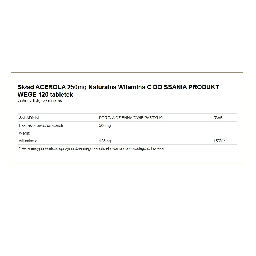 Acerola 250mg suplement diety 120 tabletek do ssania - Image 2
