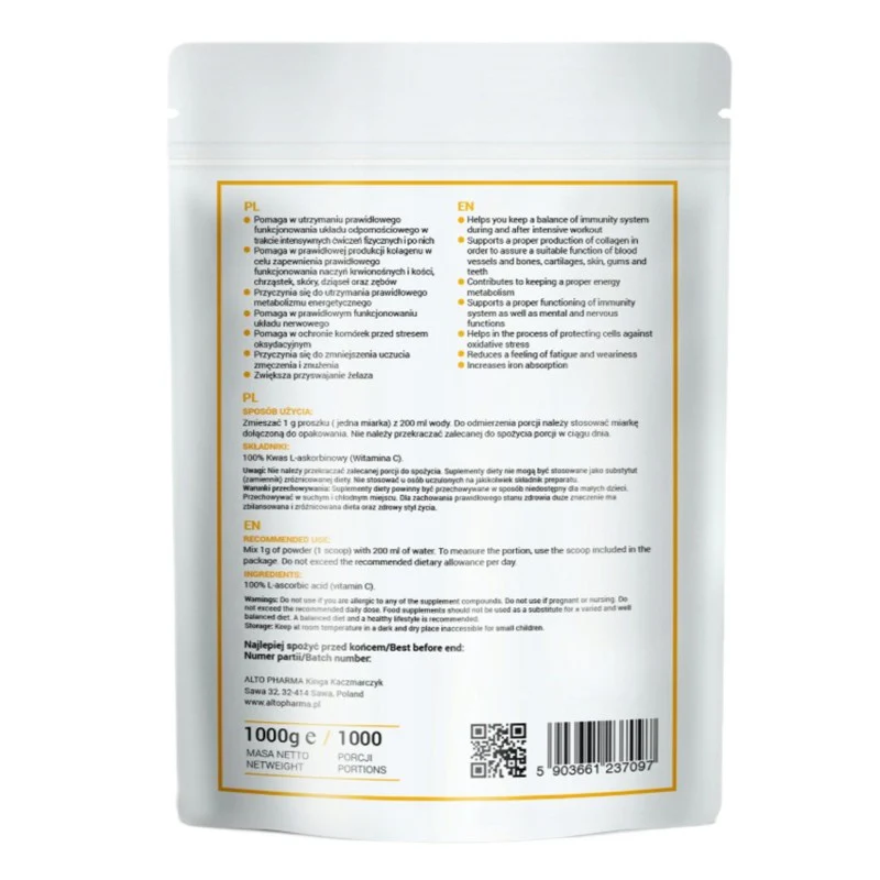 Witamina C Kwas L-Askorbionowy suplement diety w proszku 1000g - Image 2