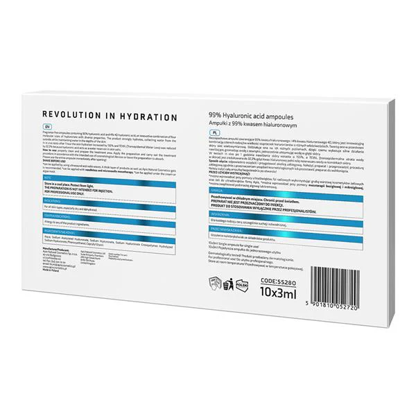 Rewolucja w Nawilżeniu ampułki z kwasem hialuronowym 4D 99% 10x3ml - Image 2