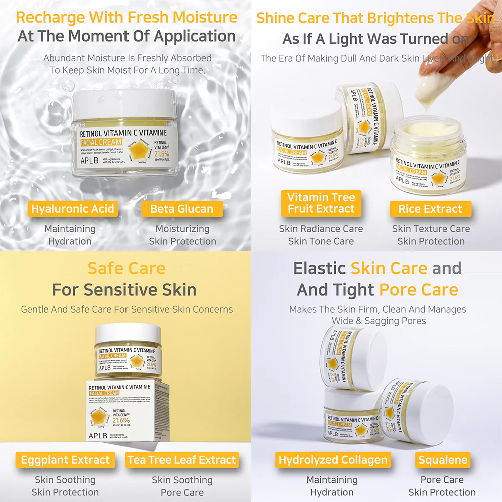 Retinol Vitamin C Vitamin E Facial Cream rozświetlający krem do twarzy 55ml - Image 11