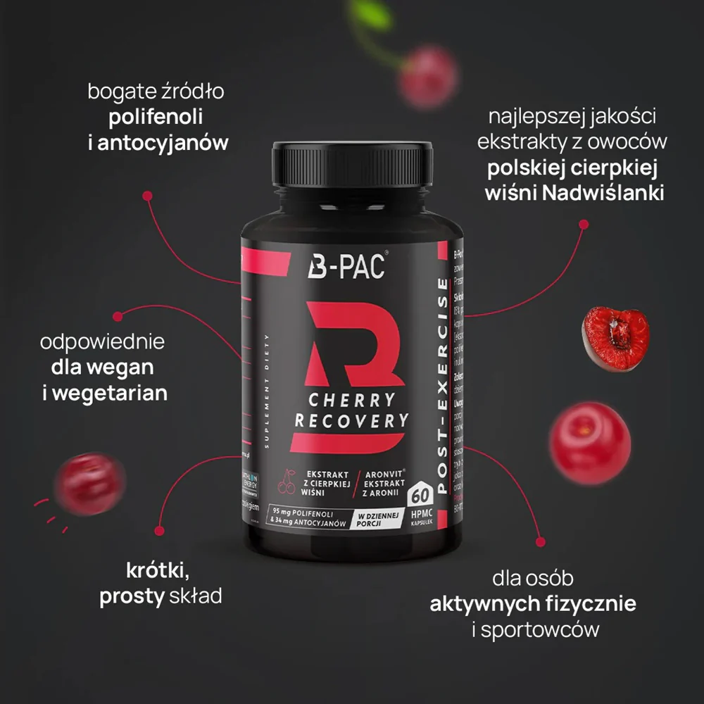 B-PAC Cherry Recovery suplement diety 60 kapsułek - Image 3