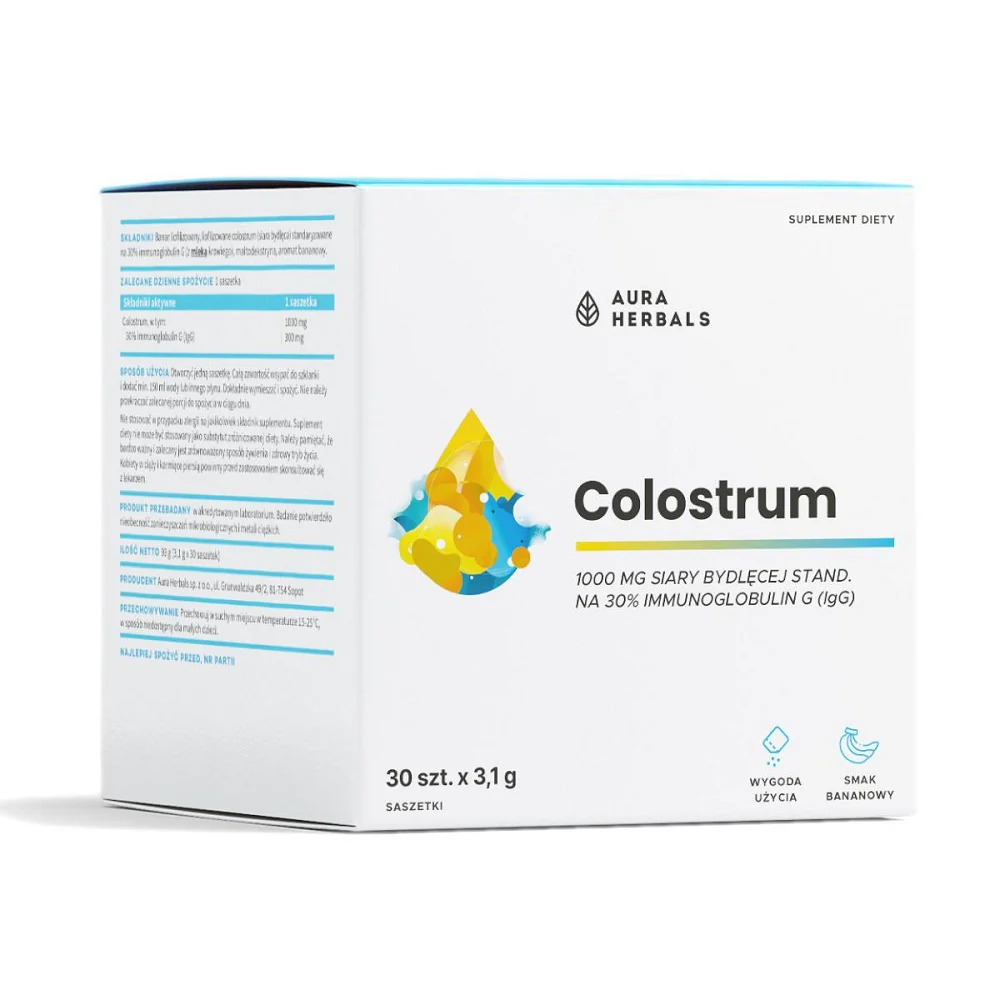 Colostrum 1000mg suplement diety o smaku bananowym 30x3.1g
