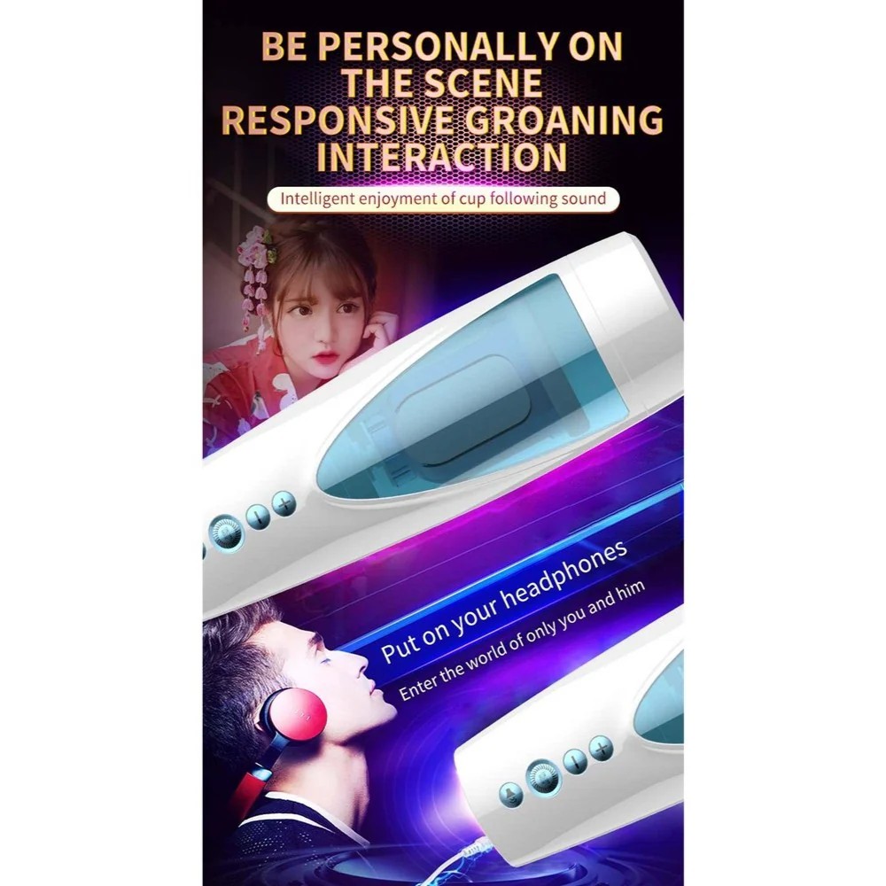 Masturbator-Vibrating Rotating and Flashing wibrujący masturbator z efektami dźwiękowymi i świetlnymi - Image 5