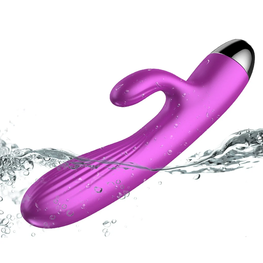 Silicone Vibrator and Pulsator wibrujący i pulsujący wibrator królik z funkcją grzania Purple - Image 3