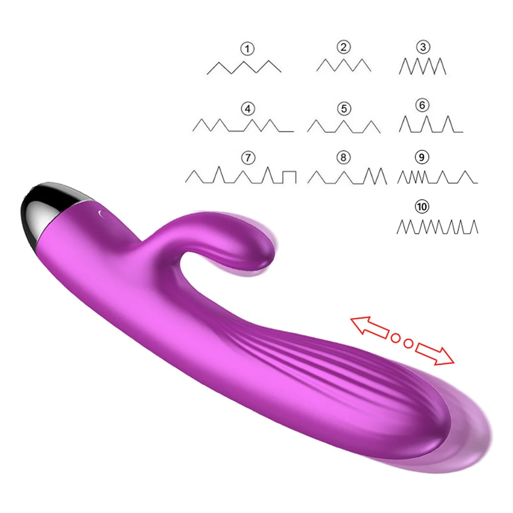 Silicone Vibrator and Pulsator wibrujący i pulsujący wibrator królik z funkcją grzania Purple - Image 6