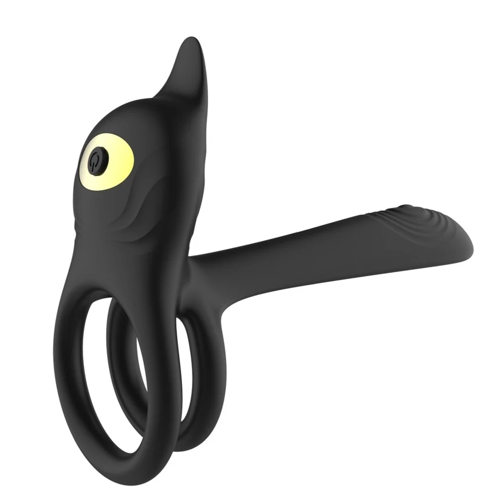 Double Vibrating Ring wibrujący pierścień na penisa z pilotem Black - Image 4