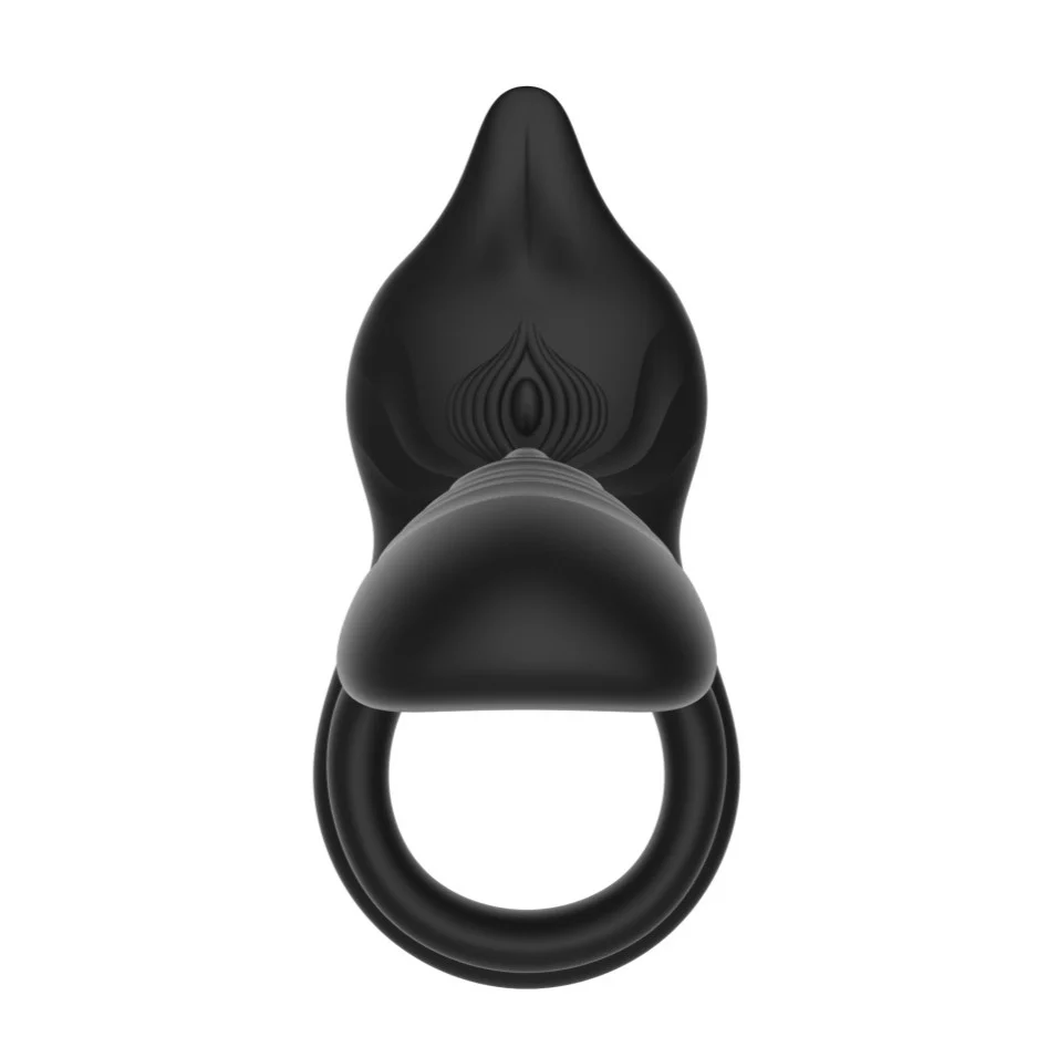 Double Vibrating Ring wibrujący pierścień na penisa z pilotem Black - Image 5