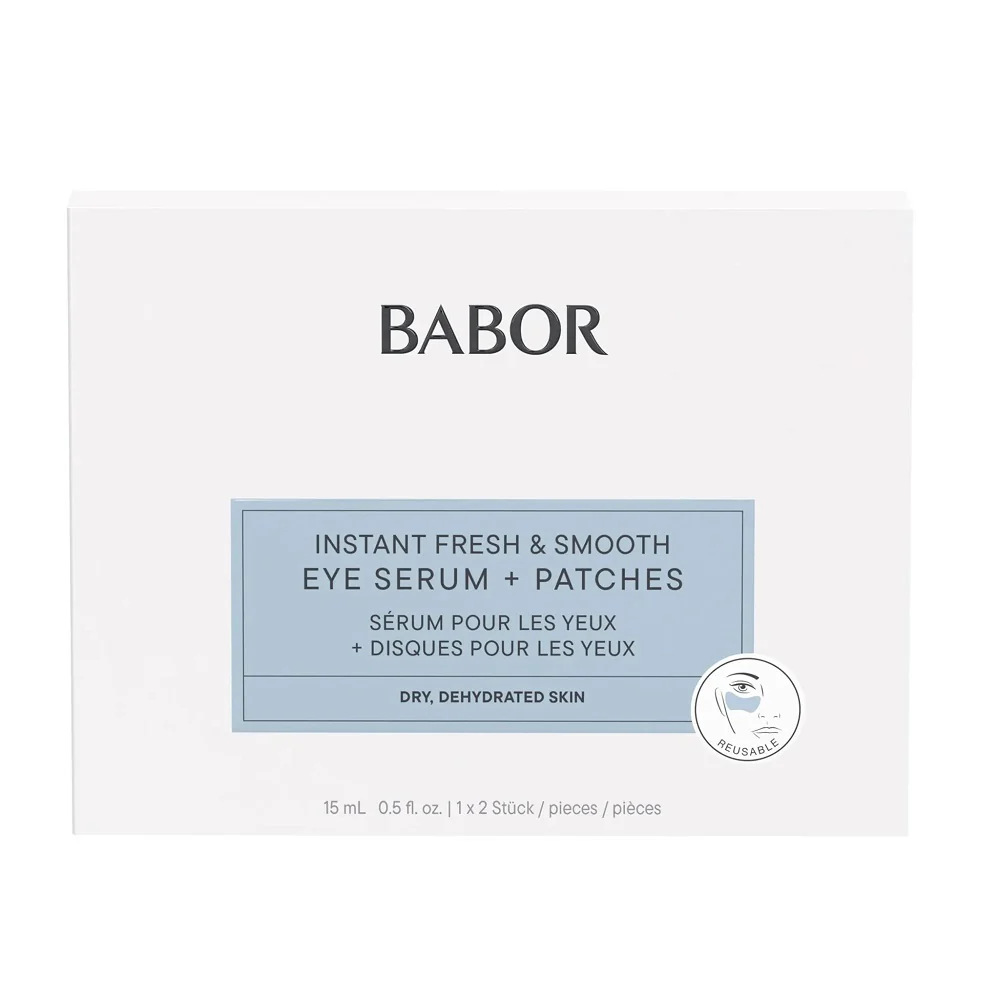 Instant Fresh & Smooth Eye Serum + Patches zestaw serum pod oczy 15ml + silikonowe płatki wielokrotnego użytku 2szt - Image 2