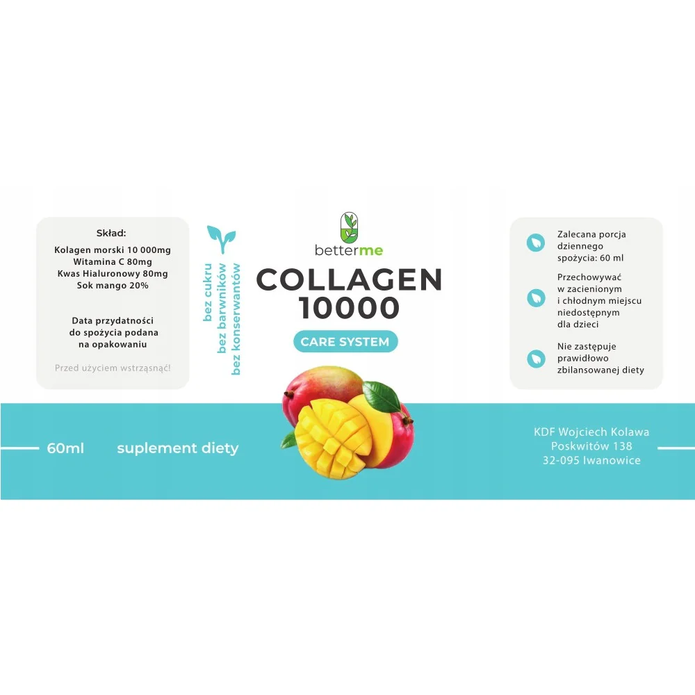 Collagen 10000 Care System kolagen rybi do picia suplement diety Mango 30x60ml - Image 3