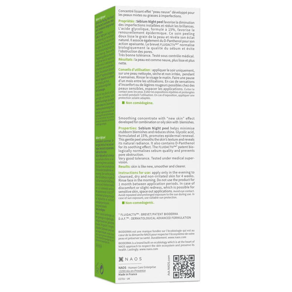 Sebium Night Peel delikatny peeling do twarzy na noc 40ml - Image 2