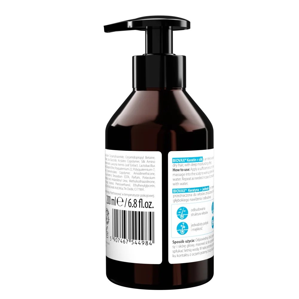 Keratyna + Jedwab regenerujący szampon do włosów 200ml - Image 2