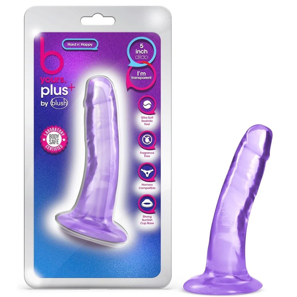 B Yours Plus Hard N' Happy transparentne dildo z przyssawką Purple - Image 3