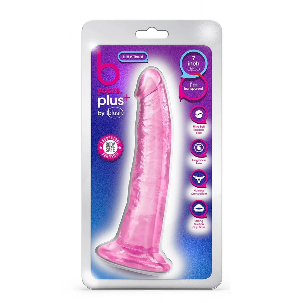 B Yours Plus Lust N' Thrust transparentne dildo z przyssawką Pink - Image 4