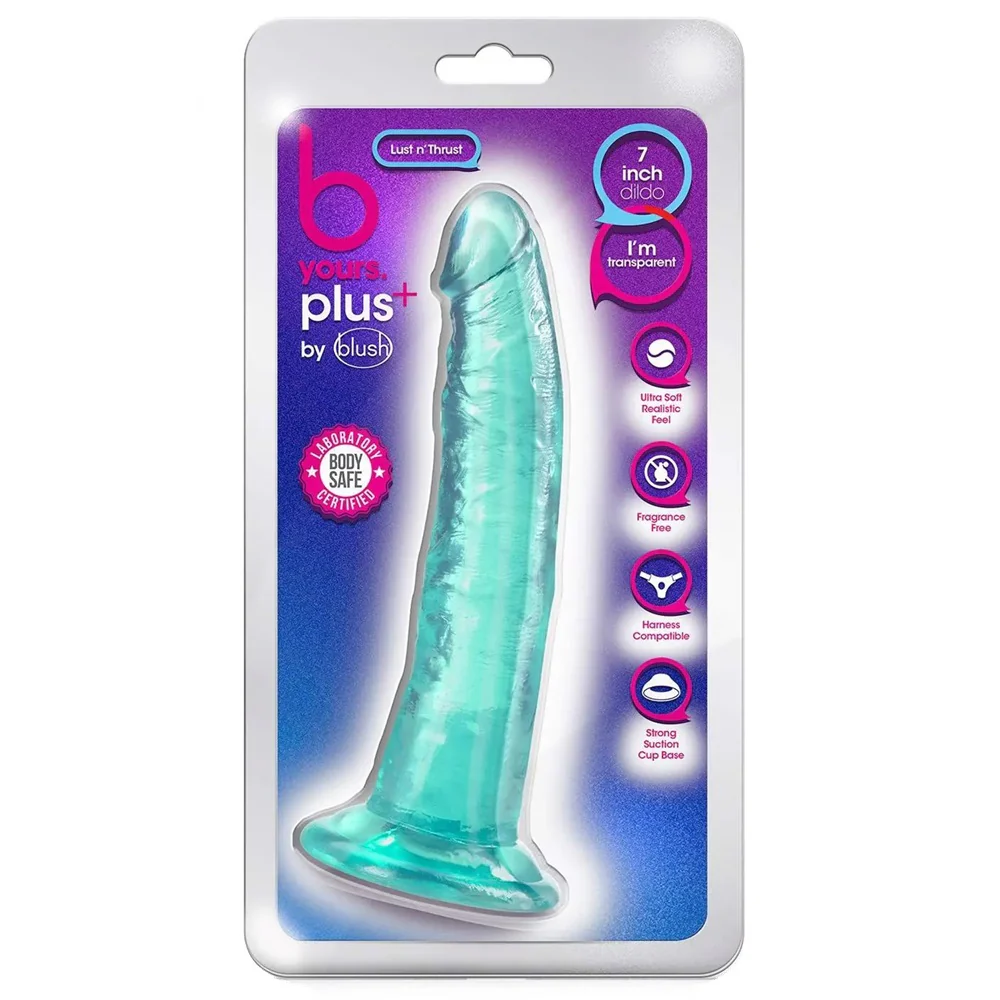B Yours Plus Lust n'Thrust transparentne dildo z przyssawką Teal - Image 3