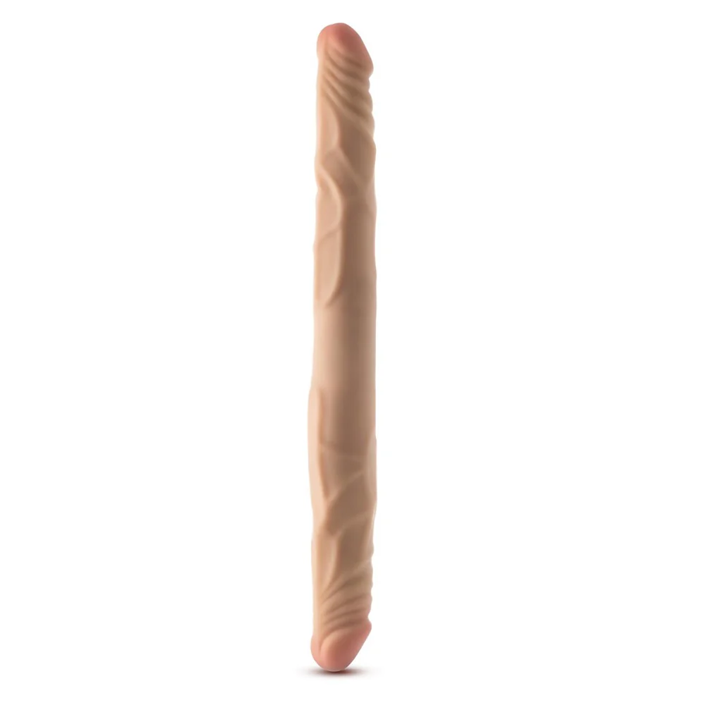 Dr.Skin+ Posable Double Dong dwustronne realistyczne dildo Beige 35.6cm