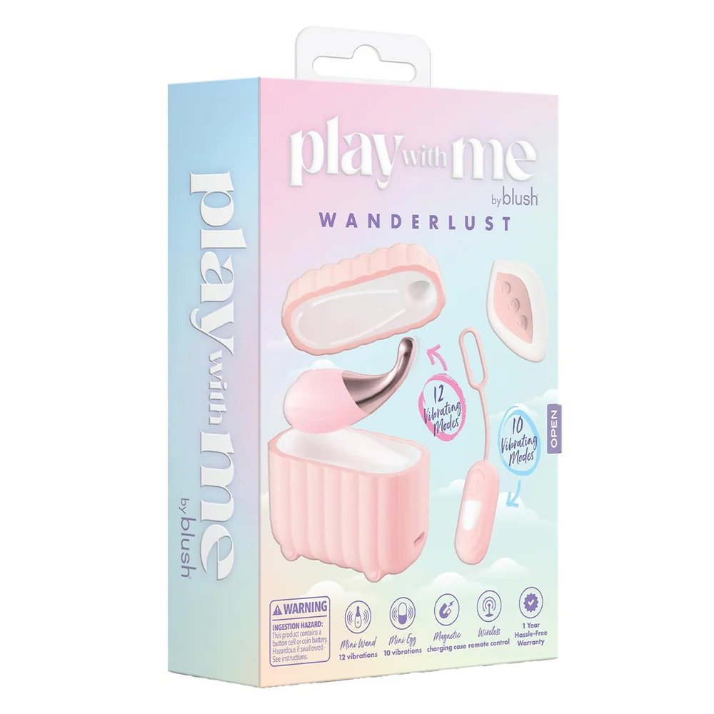 Play With Me Wanderlust zestaw mini wand z 12 trybami + bezprzewodowe jajko z 10 trybami + etui + pilot Pink - Image 4