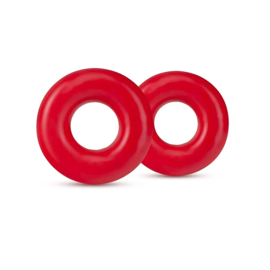 Stay Hard Donut Rings Oversized opaski erekcyjne na penisa Red 2szt
