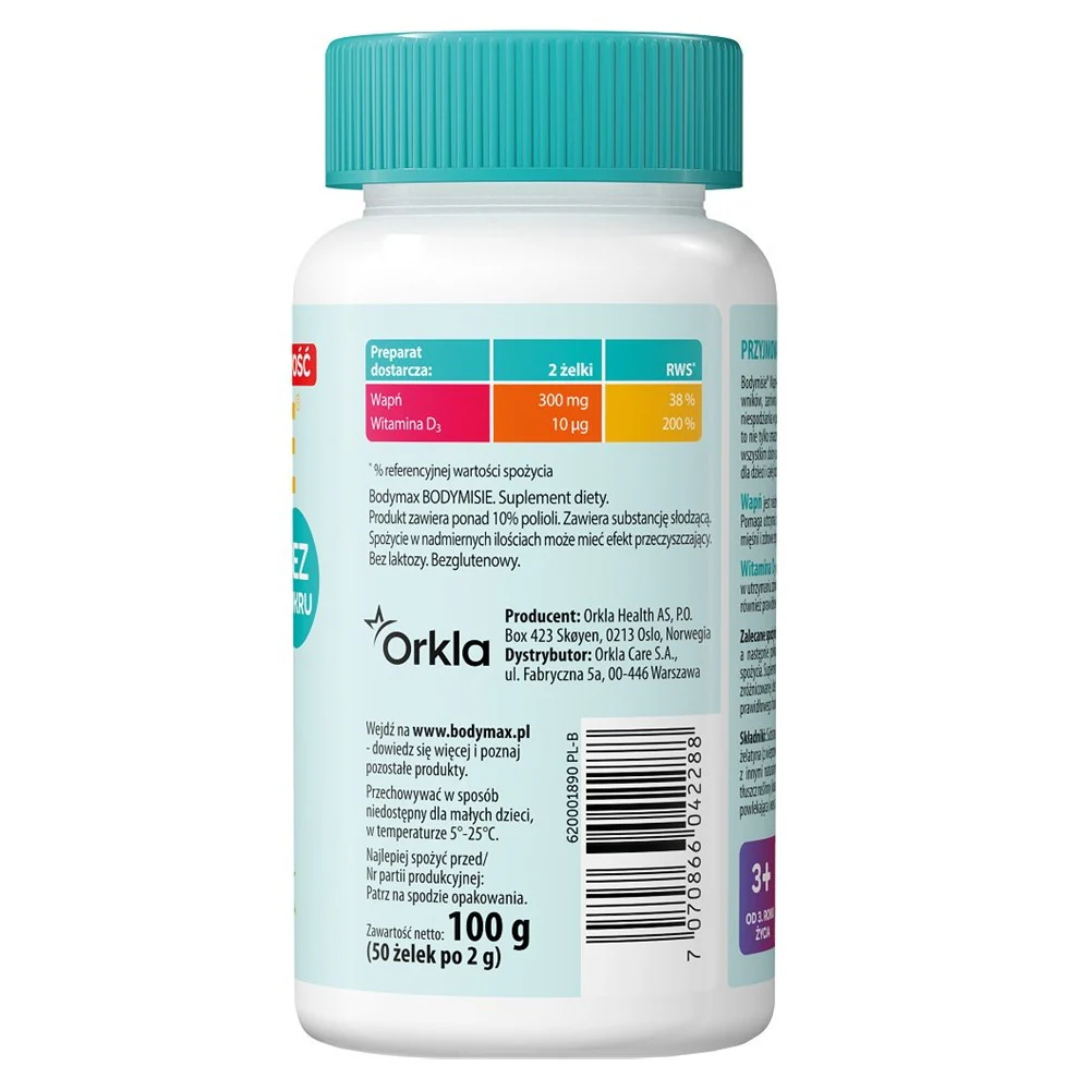 Bodymisie Wapń + Witamina D3 żelki dla dzieci suplement diety Truskawka 50szt. - Image 2