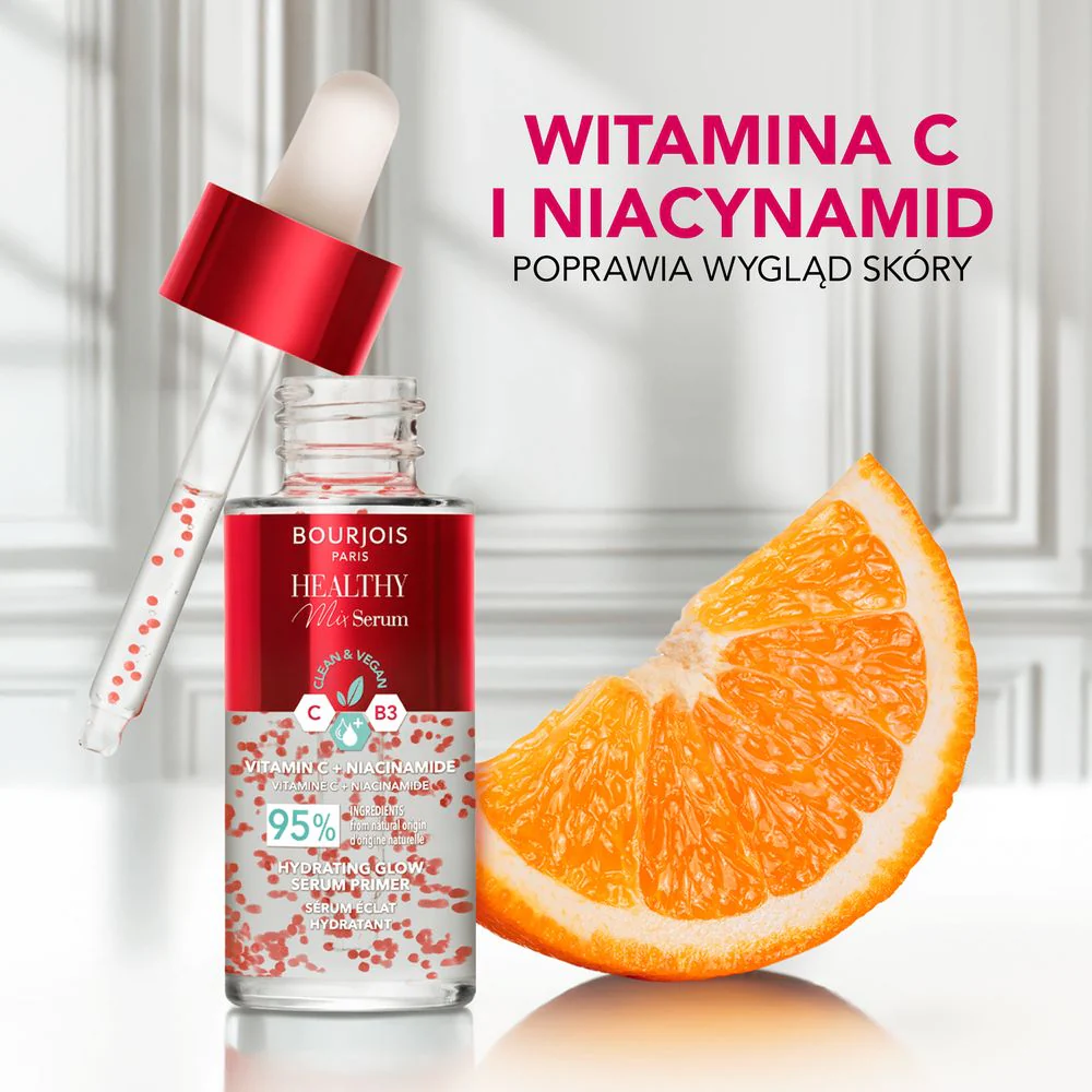 Healthy Mix Serum Primer rozświetlający primer-serum do twarzy z witaminą C i niacynamidem 30ml - Image 3