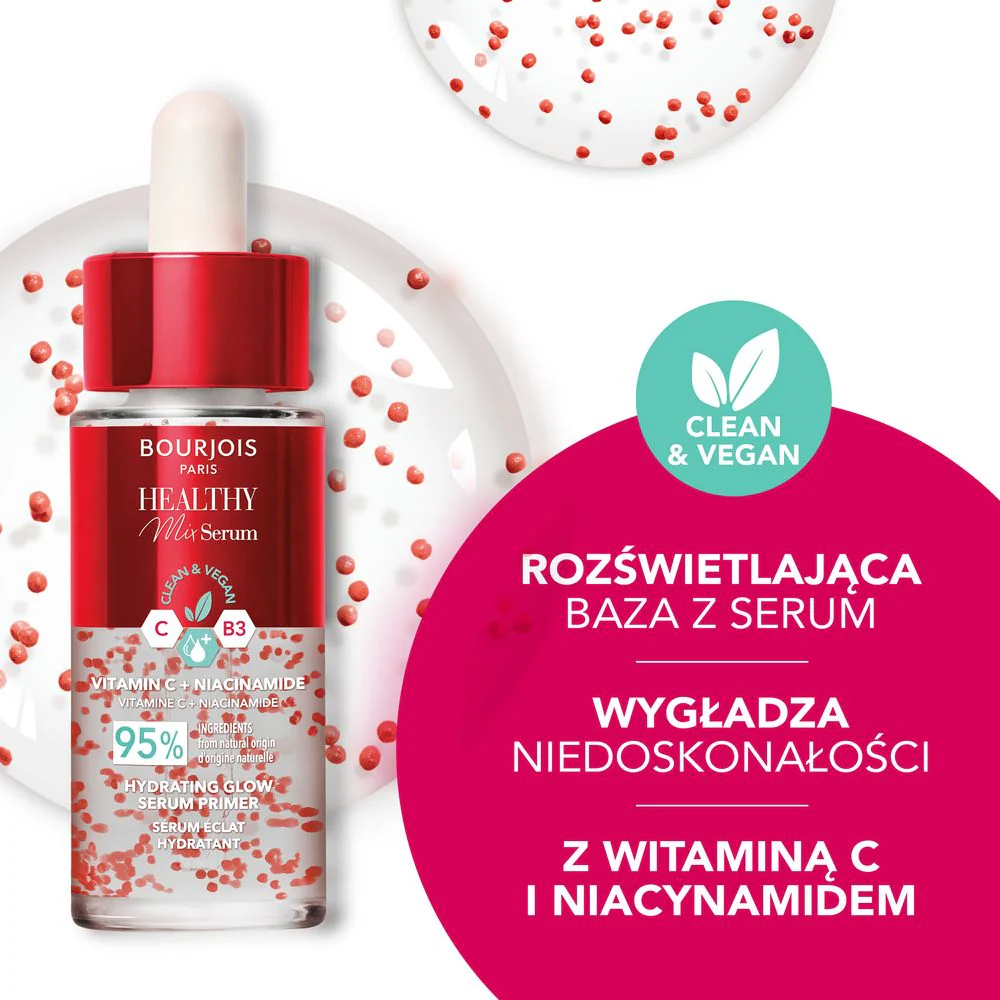 Healthy Mix Serum Primer rozświetlający primer-serum do twarzy z witaminą C i niacynamidem 30ml - Image 5