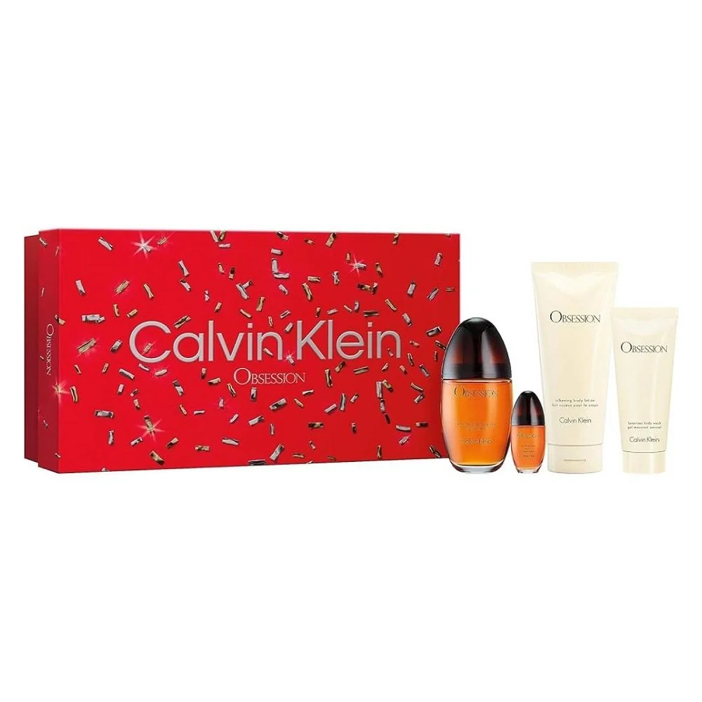 Obsession zestaw woda perfumowana spray 100ml + balsam do ciała 200ml + żel pod prysznic 100ml + woda perfumowana spray 15ml