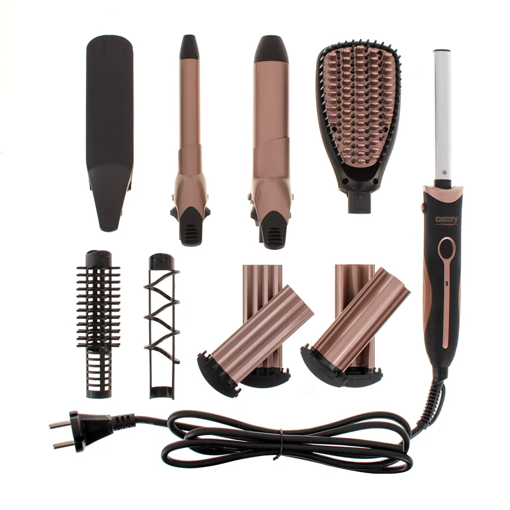 Hair Styler zestaw do stylizacji włosów 5in1 1200W płytka falująca 3D + lokówka 32mm + lokówka 19mm + szczotka prostująca + płytki karbujące Zig-Zag