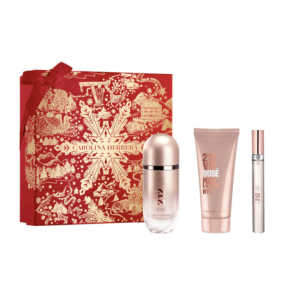 212 VIP Rose zestaw woda perfumowana spray 80ml + balsam do ciała 100ml + woda perfumowana spray 10ml