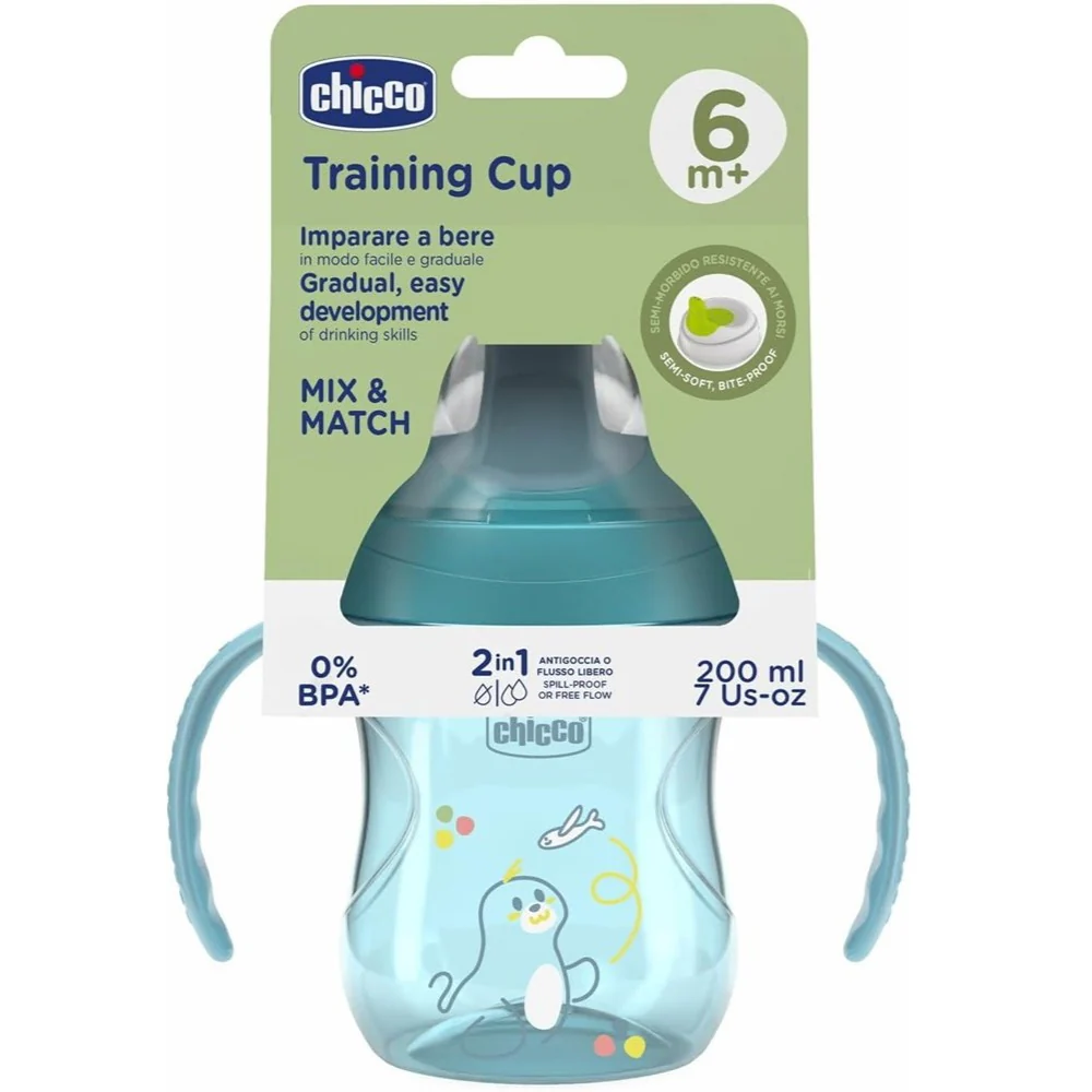 Training Cup kubek niekapek z twardym ustnikiem 6m+ Turkusowy200ml - Image 3