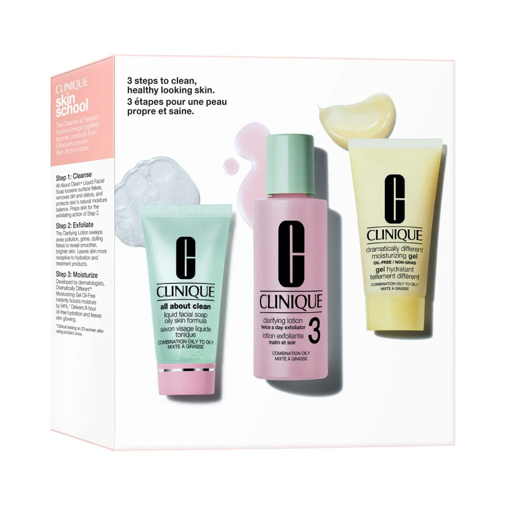 3-Step Skin Care zestaw mydło do twarzy 30ml + płyn złuszczający do twarzy 60ml + żel do twarzy 30ml