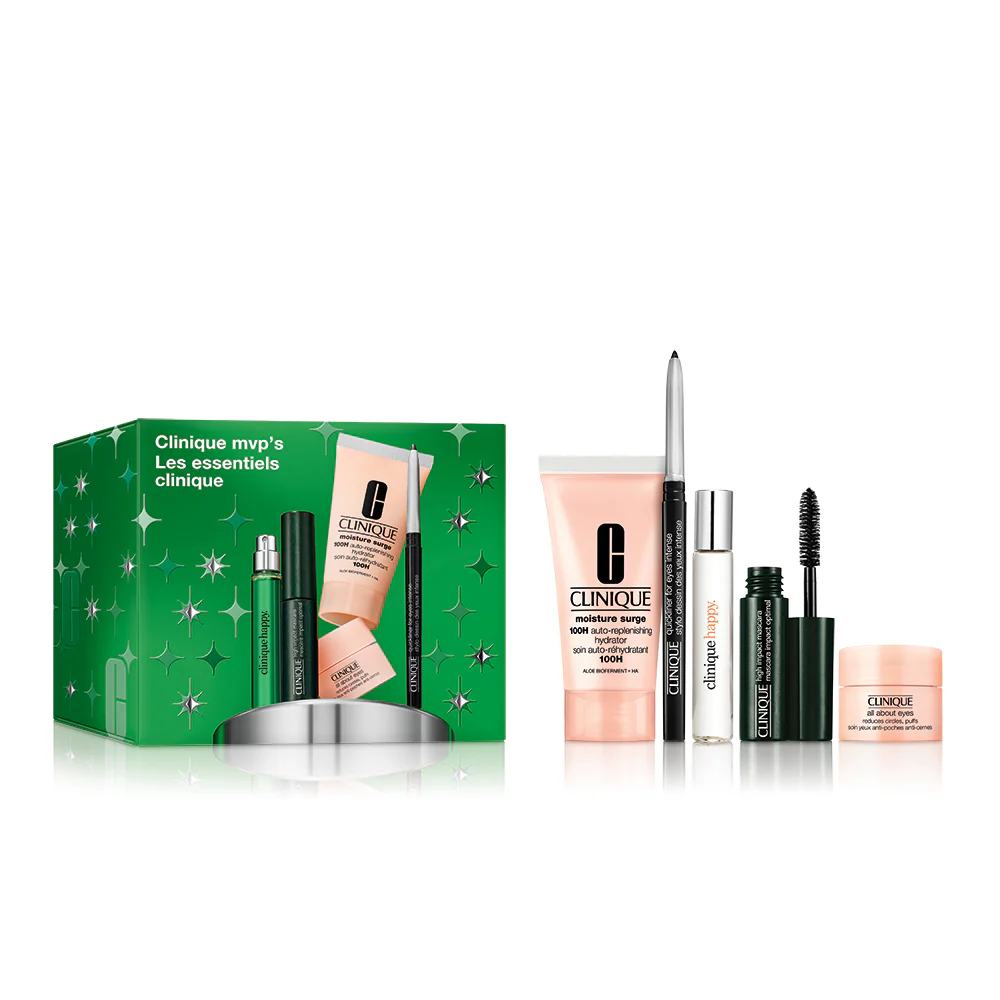 Clinique MVP's zestaw intensywnie nawilżający żelowy krem 30ml + krem-żel pod oczy 5ml + kredka do oczu 0.14g + tusz do rzęs 3.5ml + perfumy 5ml