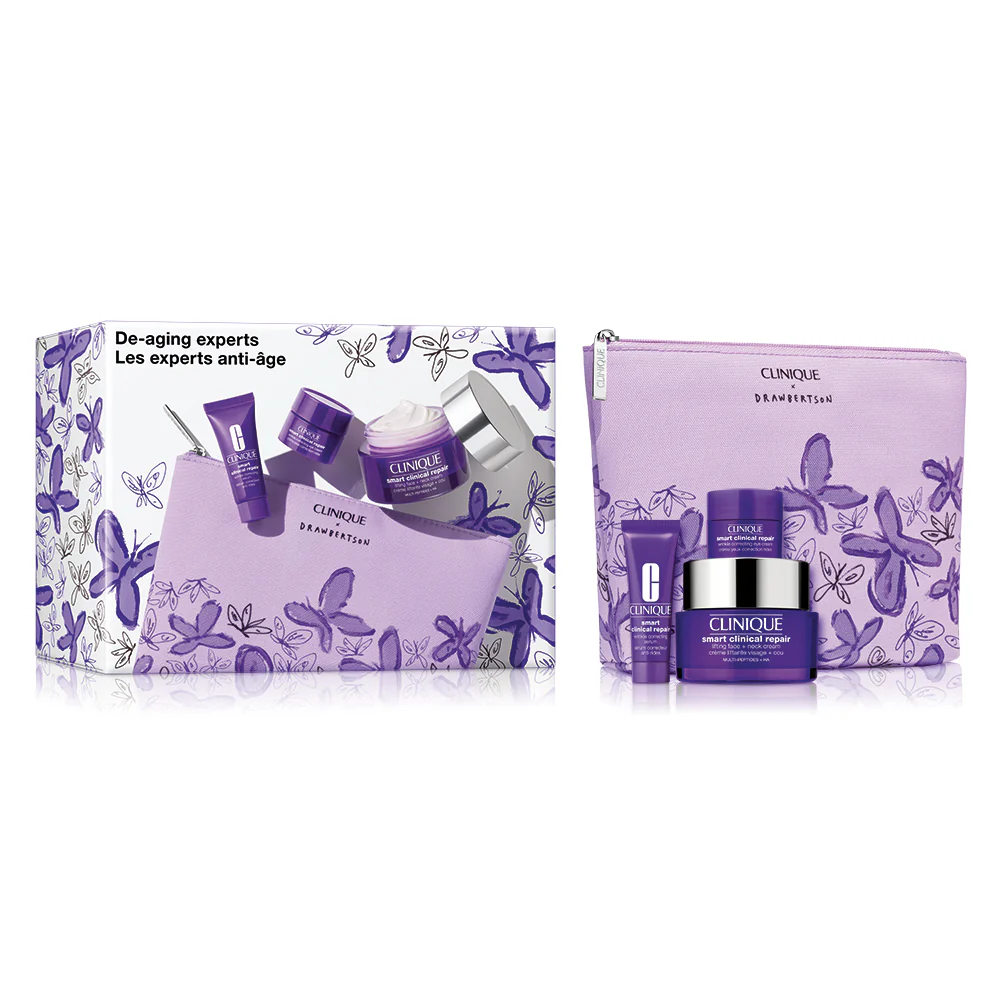 De-Aging Experts zestaw liftingujący krem do twarzy i szyi 50ml + korygujące serum przeciwzmarszczkowe 10ml + korygujący krem przeciwzmarszczkowy pod oczy 5ml + kosmetyczka