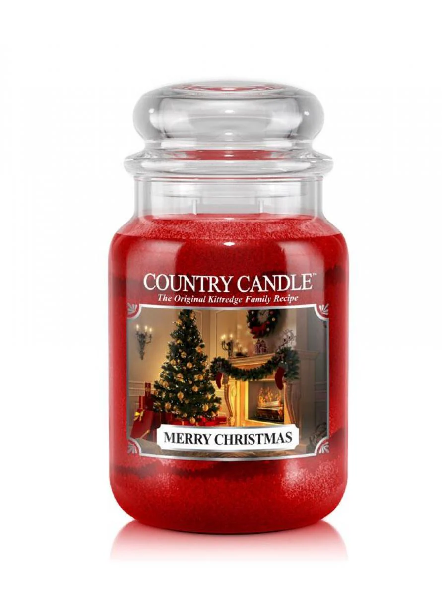Duża świeca zapachowa z dwoma knotami Merry Christmas 652g