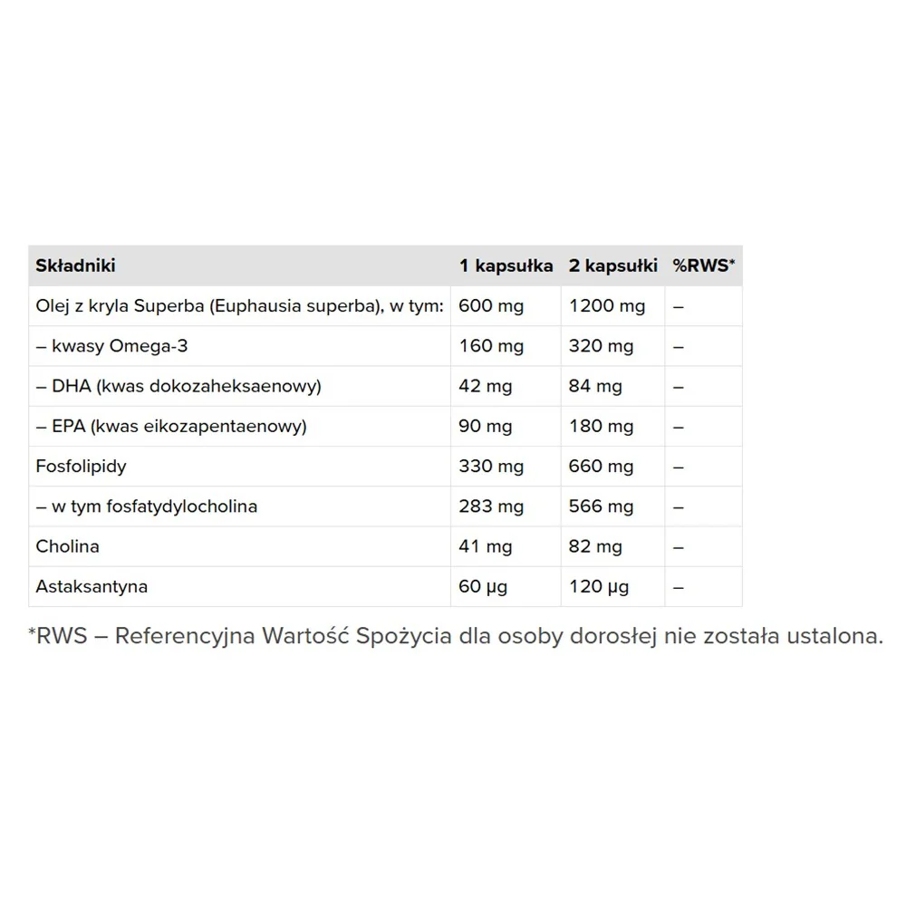 Antarctic Krill Omega-3 szybko przyswajalne omega-3 z fosfolipidami i astaksantyną suplement diety 90 kapsułek - Image 2