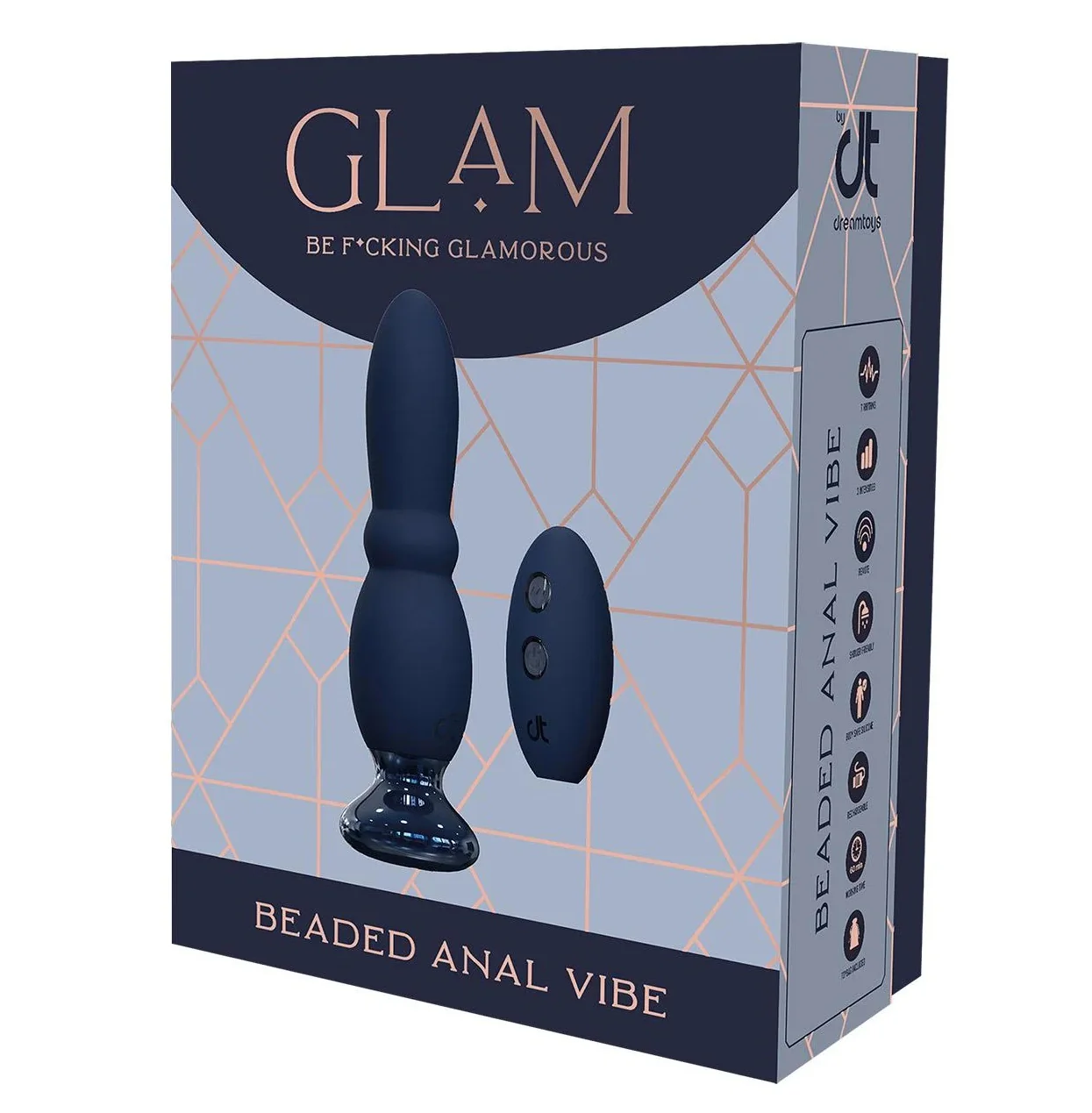 Glam Beaded Anal Vibe wibrujący korek analny z pilotem Granatowy - Image 3