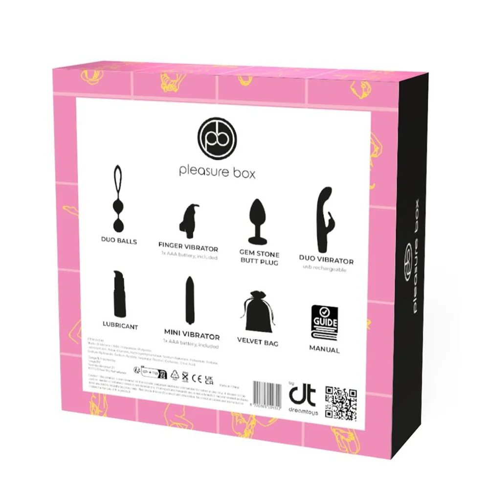 Pleasure Box Love to Play zestaw Duo Love Balls kulki gejszy + Finger Vibrator wibrator na palec + Anal Plug korek analny + Rabbit Vibrator wibraor + lubrykant + Mini Vibrator wibrator + Velvet Pouch worek - Image 2