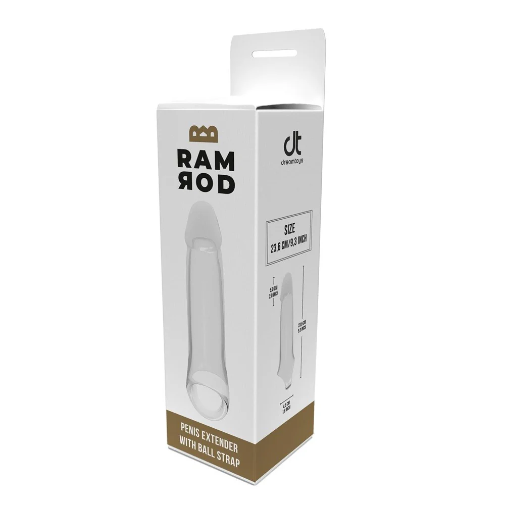 Ramrod Penis Extender With Ball Strap nakładka wydłużająca penisa Clear - Image 3