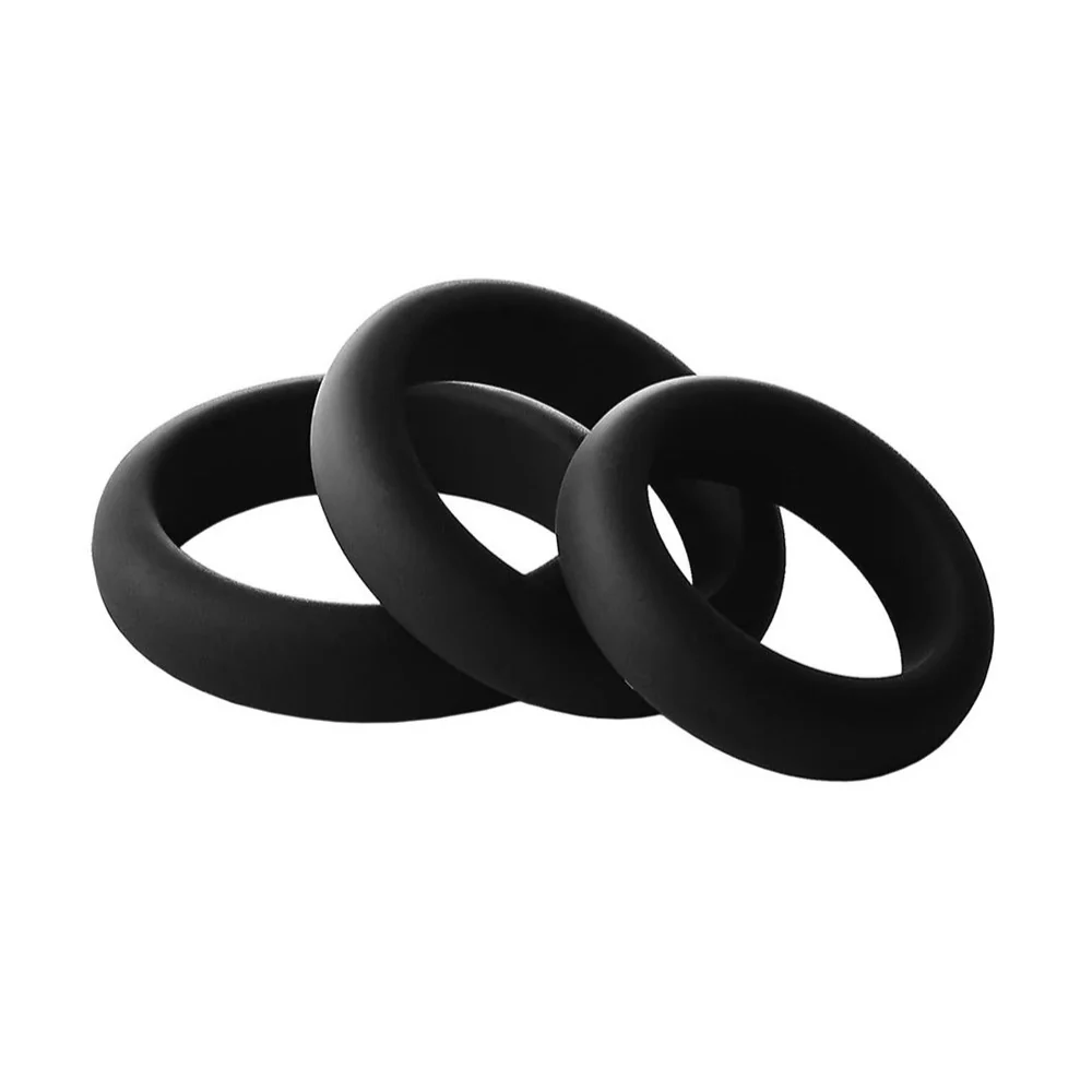 Ramrod Smooth Silicone Cockring Pack pierścienie na penisa Black 3szt - Image 3