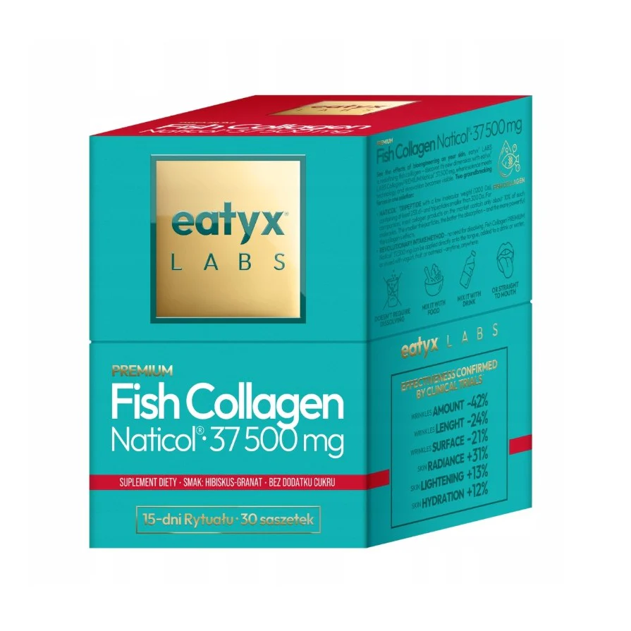 Fish Collagen Naticol kolagen w saszetkach suplement diety Hibiskus Granat 30x2.5g