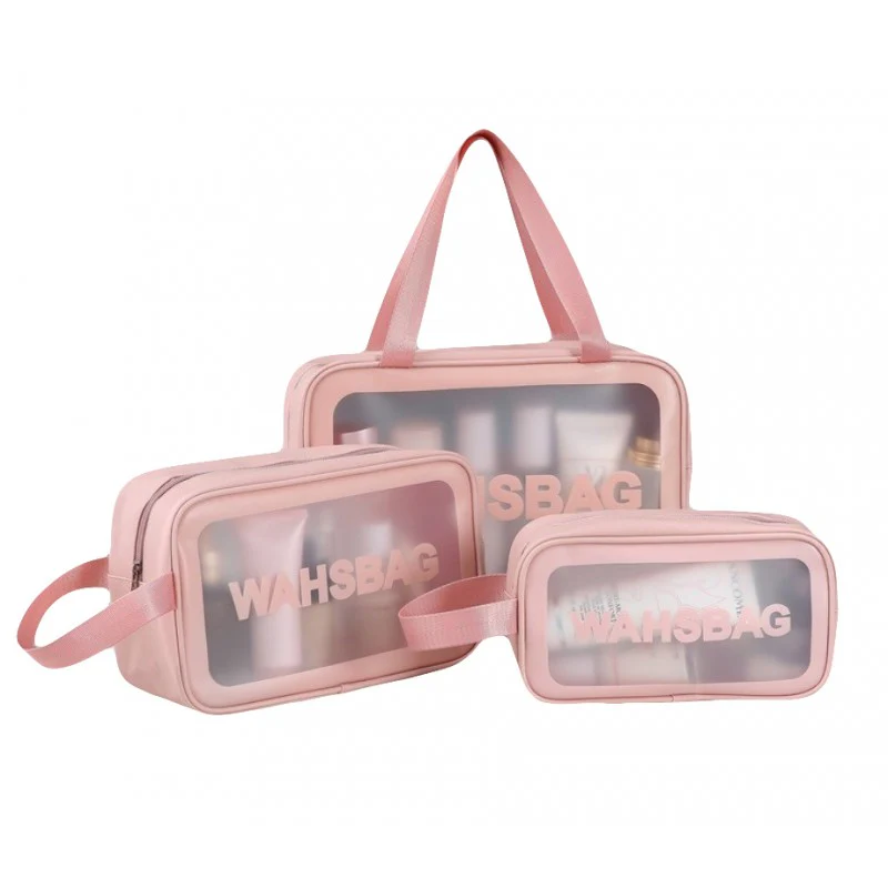 Washbag zestaw 3 kosmetyczek Pudrowy Róż KS83