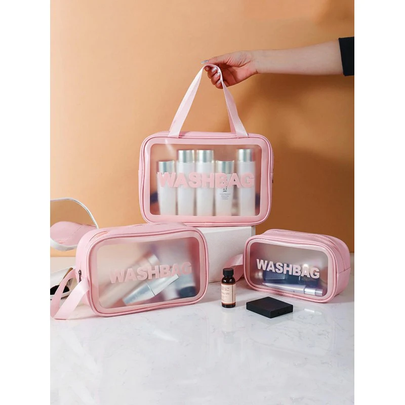 Washbag zestaw 3 kosmetyczek Pudrowy Róż KS83 - Image 3