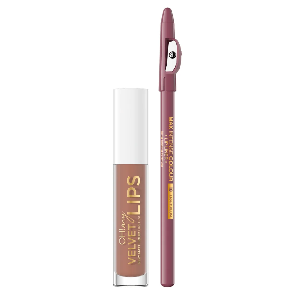 Oh! My Velvet Lips Liquid Matt Lip Kit zestaw matowa pomadka w płynie 4.5ml + konturówka do ust 1szt 14 Choco Truffle - Image 2