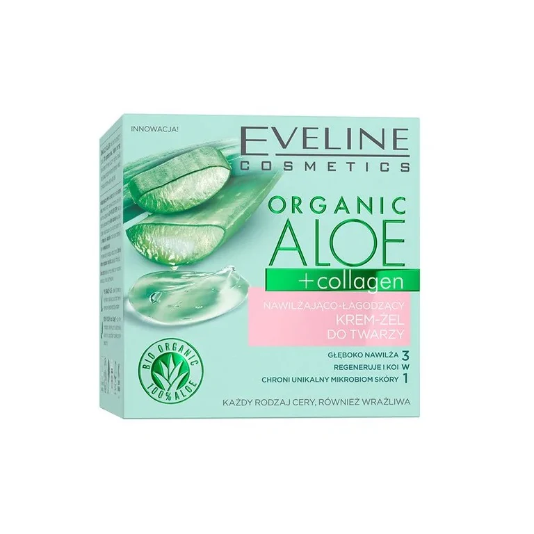 Organic Aloe + Collagen nawilżająco-łagodzący krem-żel do twarzy 50ml - Image 2