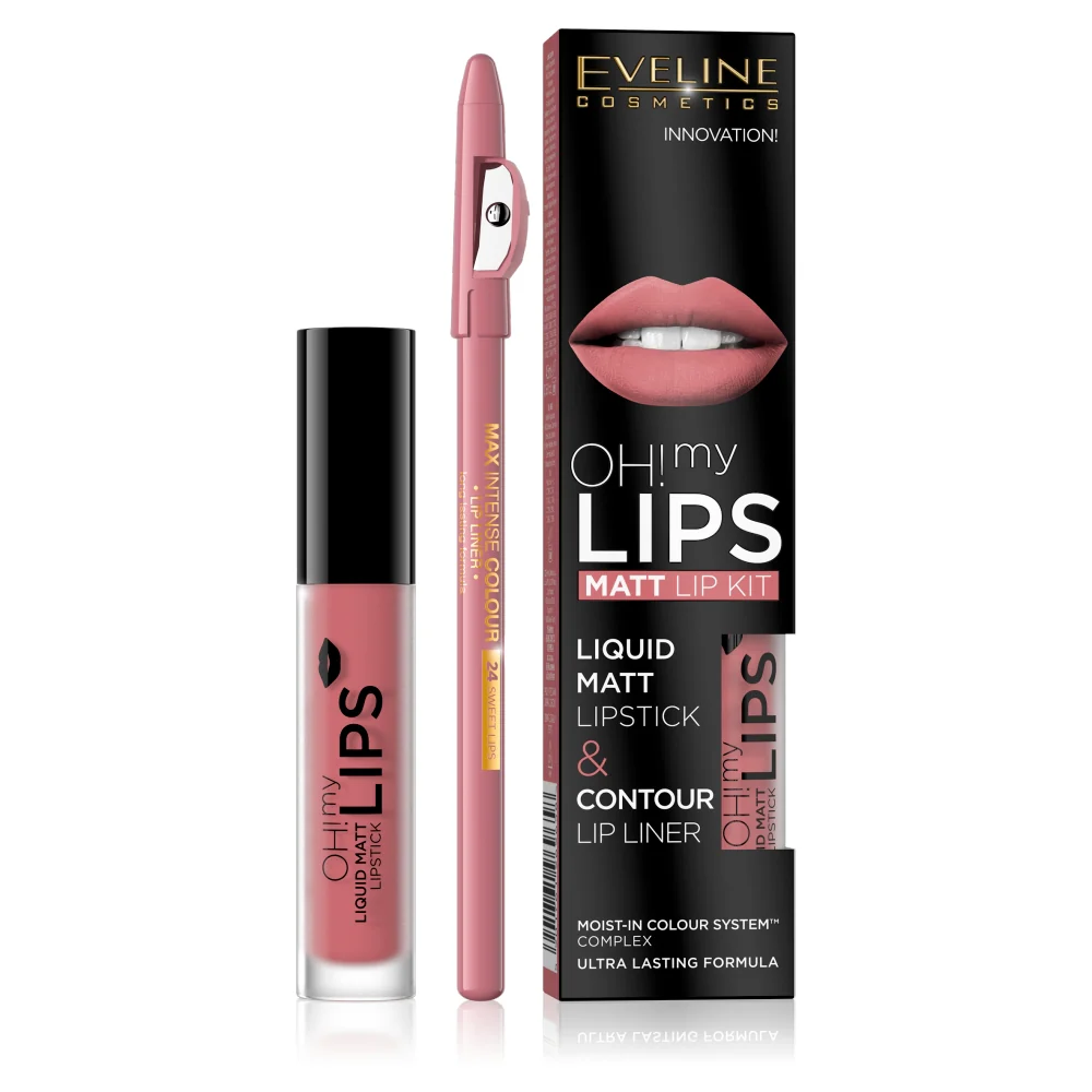Oh My Lips zestaw do makijażu ust matowa pomadka w płynie i konturówka 07 Baby Nude