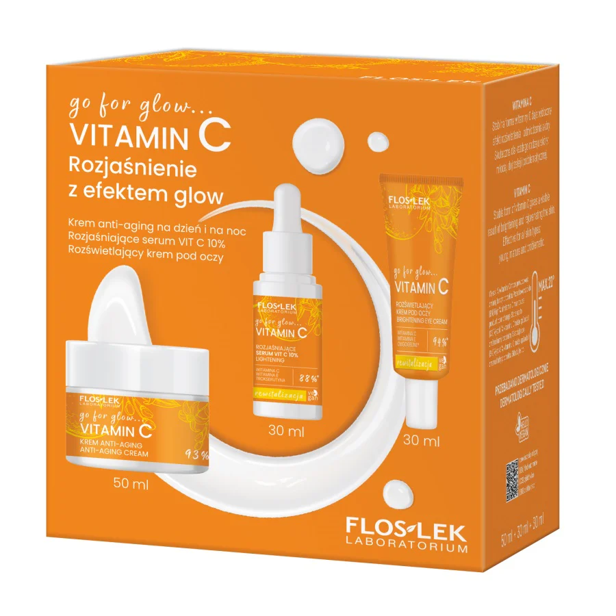 go for glow…VITAMIN C Rozjaśnienie z efektem glow zestaw krem anti-aging na dzień i na noc 50ml + rozjaśniające serum Vit C 10% 30ml + rozświetlający krem pod oczy 30ml - Image 2